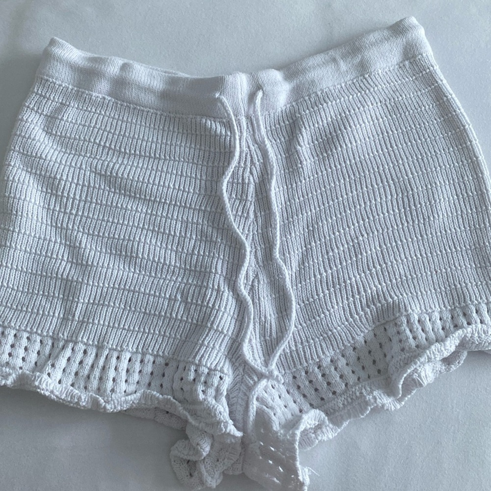 White crochet shorts